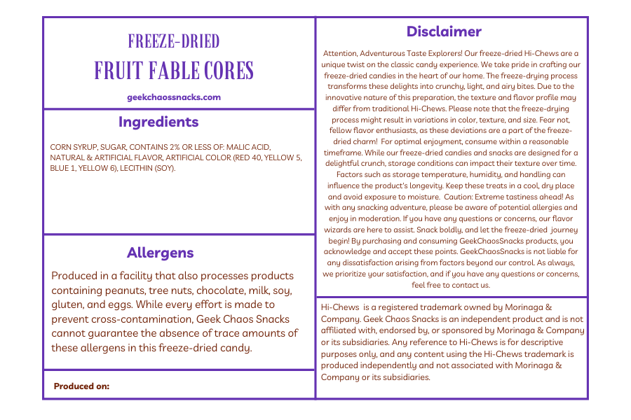 Freeze Dried Fruit Fable Cores - Fruity