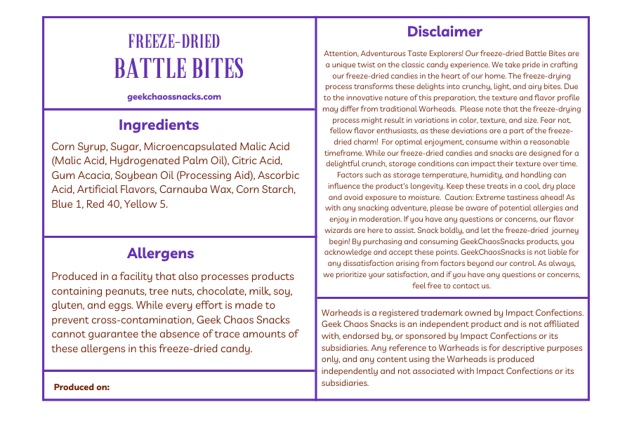 Freeze Dried Battle Bites - Sour